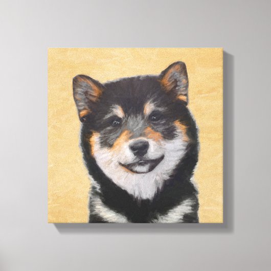 柴犬(黒とタン)絵画ズ – Dog Art キャンバスプリント (正面)