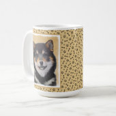 柴犬（黒とタン）絵画ズ – Dog Art コーヒーマグカップ (正面左)