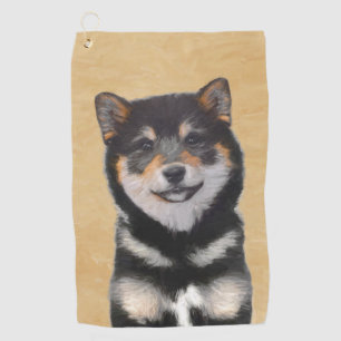 柴犬(黒とタン)絵画ズ – Dog Art ゴルフタオル