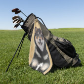 柴犬（黒とタン）絵画ズ – Dog Art ゴルフタオル (グリーン)