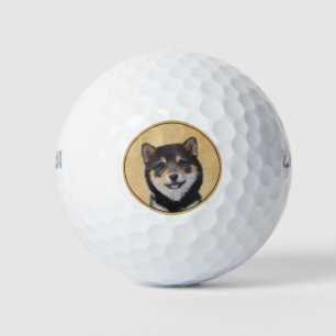 柴犬(黒とタン)絵画ズ – Dog Art ゴルフボール