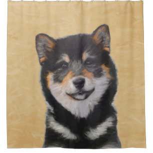 柴犬(黒とタン)絵画ズ – Dog Art シャワーカーテン