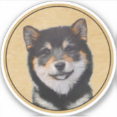 柴犬(黒とタン)絵画ズ – Dog Art シール (正面)