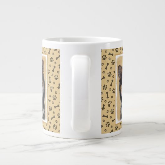 柴犬(黒とタン)絵画ズ – Dog Art ジャンボコーヒーマグカップ (裏面)