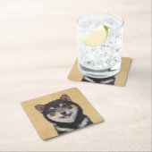 柴犬（黒とタン）絵画ズ – Dog Art スクエアペーパーコースター (インサイチュ)