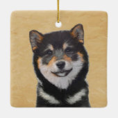 柴犬(黒とタン)絵画ズ – Dog Art セラミックオーナメント (裏面)