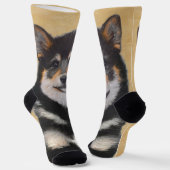 柴犬(黒とタン)絵画ズ – Dog Art ソックス (傾斜あり)