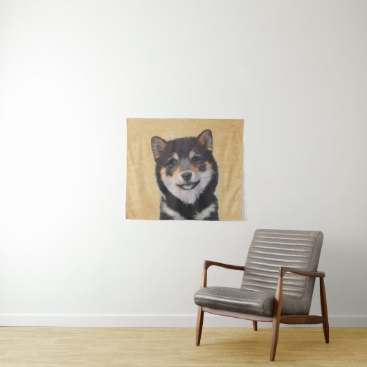 柴犬(黒とタン)絵画ズ – Dog Art タペストリー (インサイチュ(横))
