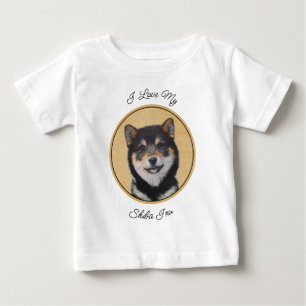 柴犬(黒とタン)絵画ズ – Dog Art ベビーTシャツ