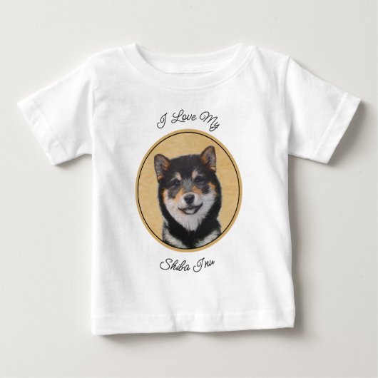 柴犬（黒とタン）絵画ズ – Dog Art ベビーTシャツ (正面)