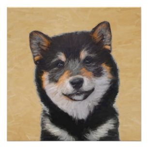 柴犬(黒とタン)絵画ズ – Dog Art ポスター