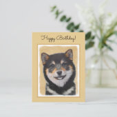 柴犬(黒とタン)絵画ズ – Dog Art ポストカード (スタンド正面)