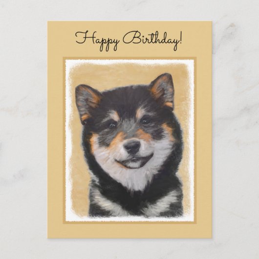 柴犬(黒とタン)絵画ズ – Dog Art ポストカード (正面)