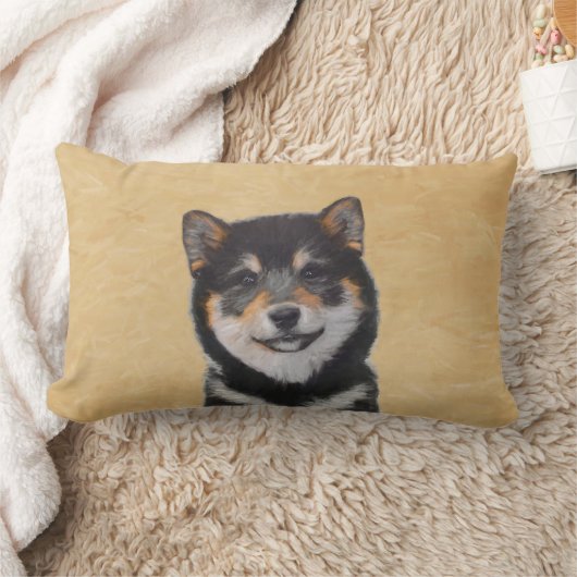 柴犬(黒とタン)絵画ズ – Dog Art ランバークッション (ブランケット)