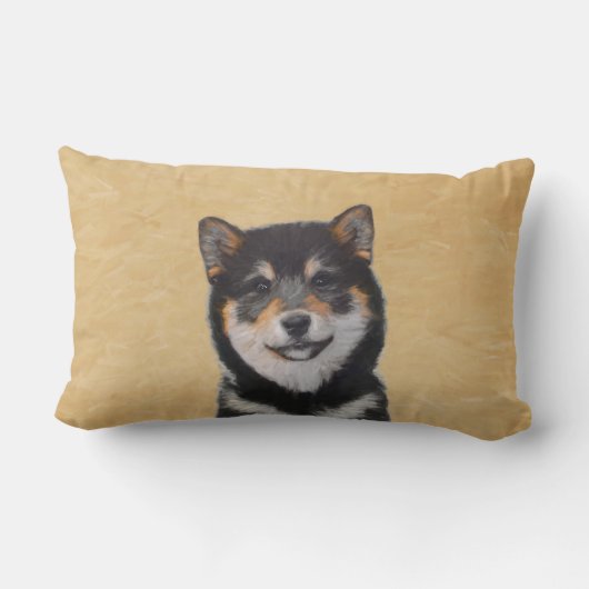 柴犬(黒とタン)絵画ズ – Dog Art ランバークッション (裏面)