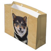 柴犬（黒とタン）絵画ズ – Dog Art ラージペーパーバッグ (裏面アングル)