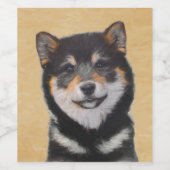 柴犬（黒とタン）絵画ズ – Dog Art ワインラベル (シングルラベル)