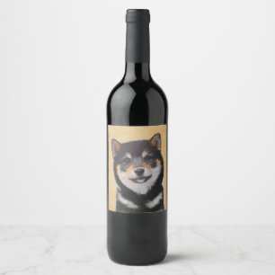 柴犬（黒とタン）絵画ズ – Dog Art ワインラベル