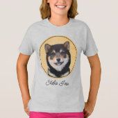 柴犬(黒とタン)絵画ズ – Dog Art Tシャツ (正面)