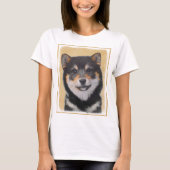 柴犬(黒とタン)絵画ズ – Dog Art Tシャツ (正面)