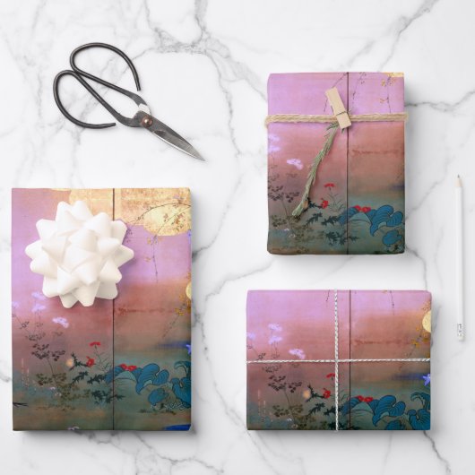 柴田ゼシン花と四季の鳥 ラッピングペーパーシート (正面)