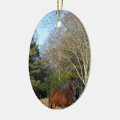 柵に馬の茶色を付ける セラミックオーナメント (左)