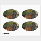 柵に馬の茶色を付ける 楕円形シール (シート)