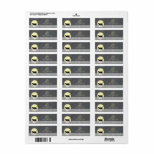 柵の上に怖い黒猫 ラベル (フルシート)