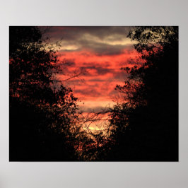 柵の道Poughkeepsieの日没 ポスター