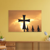 柵の鉄製の十字架 キャンバスプリント (インサイチュ (リビング))