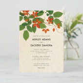 柿とグリーンフローラつる植物結婚式招待状 招待状 (スタンド正面)