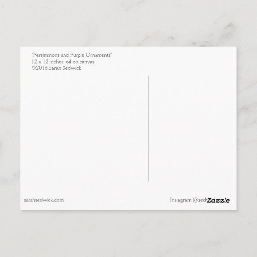 「柿と紫のオーナメント」アートポストカード ポストカード (裏面)