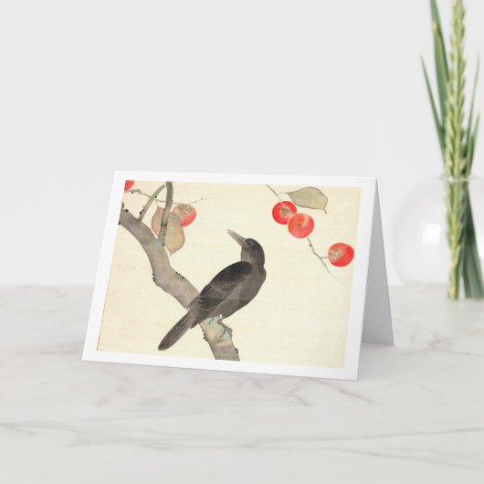 柿に烏, 抱一 Persimmon and Crow, Hōitsu カード (正面)