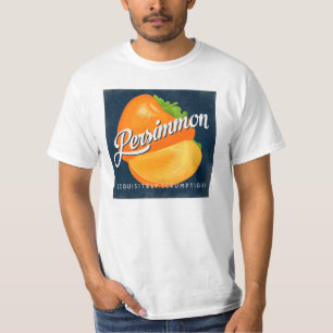 柿のヴィンテージのフルーツのラベルのレトロ Tシャツ