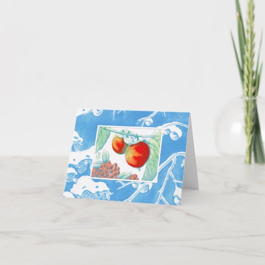 柿の季節の挨拶 4" x 5.6" カード (正面)