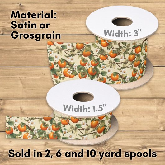 柿の模様 サテンリボン