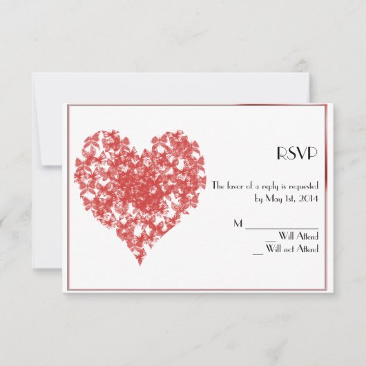 柿の蝶ハートの応答カード 出欠カード (正面)