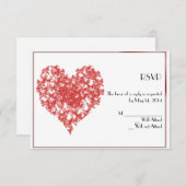 柿の蝶ハートの応答カード 出欠カード (正面/裏面)