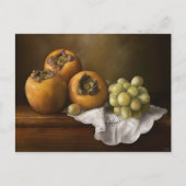 柿クラシックと葡萄の芸術を持つ静物生活 ポストカード (正面)