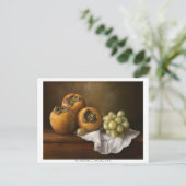 柿クラシックと葡萄の茎を持つ静物生活 ポストカード (スタンド正面)