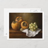 柿クラシックと葡萄の茎を持つ静物生活 ポストカード (正面/裏面)