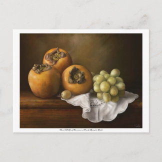 柿クラシックと葡萄の茎を持つ静物生活 ポストカード