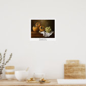 柿クラシックと葡萄を使ったスチル絵を描ライフ ポスター (キッチン)