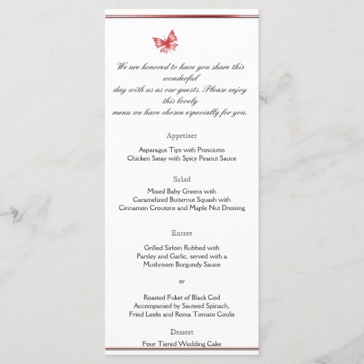 柿バラ蝶ハート結婚のメニュー メニュー (正面)