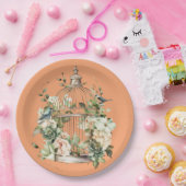 柿 オレンジ 白 緑 金 シャワー ペーパープレート (パーティー)