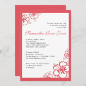 柿&ホワイトハイビスカスフラワーズブライダルシャワー 招待状 (正面/裏面)