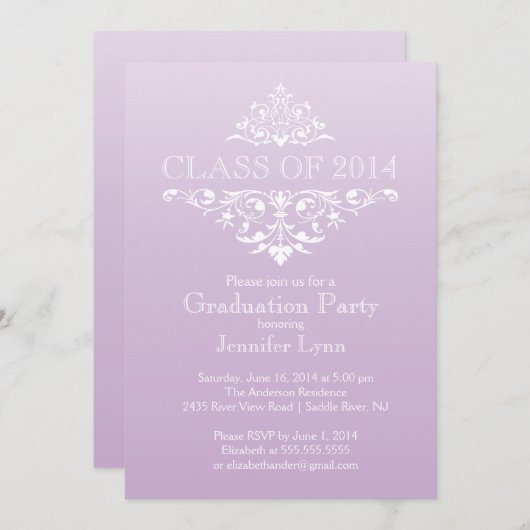 栄えフォーマルたエレガント卒業式パーティー 招待状 (正面/裏面)