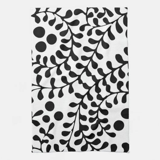 栄かわいらし栄した白黒プリント キッチンタオル (縦)