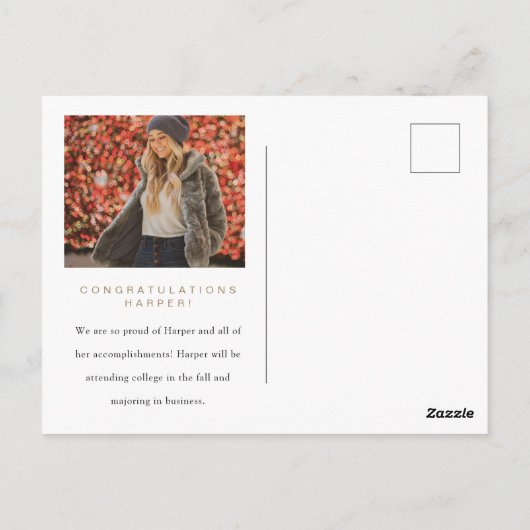 栄光に満ちたエレガンス写真卒業発表 ポストカード (裏面)