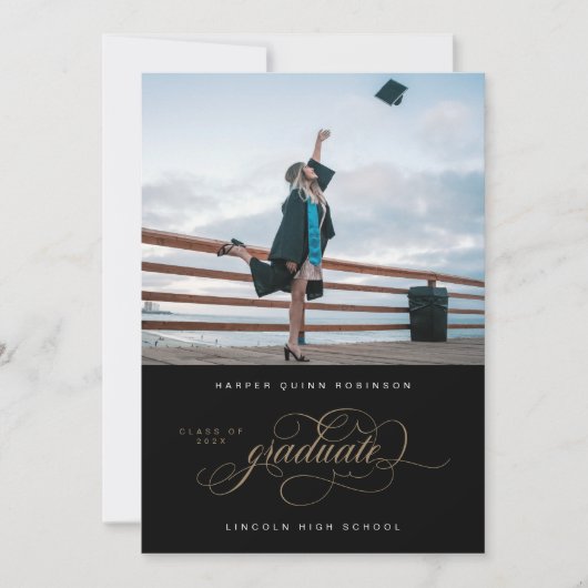 栄光に満ちたエレガンス写真卒業発表 招待状 (正面)